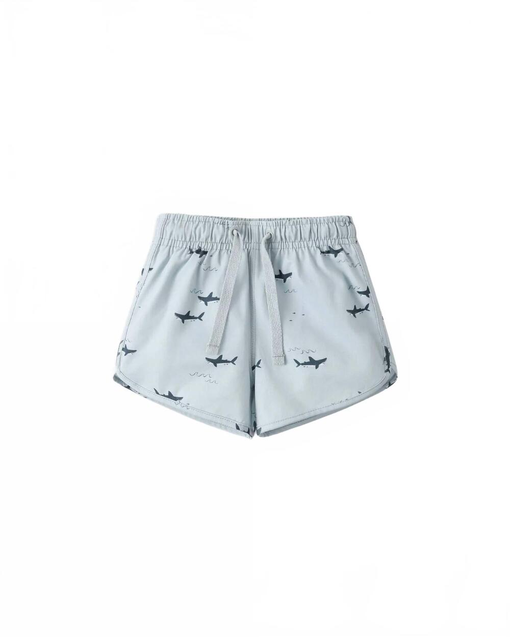 NEW RYLEE + CRU kids' sharks swim trunks and rashguard in grey